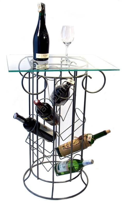 Stolik metalowy z miejscem na wino 2618