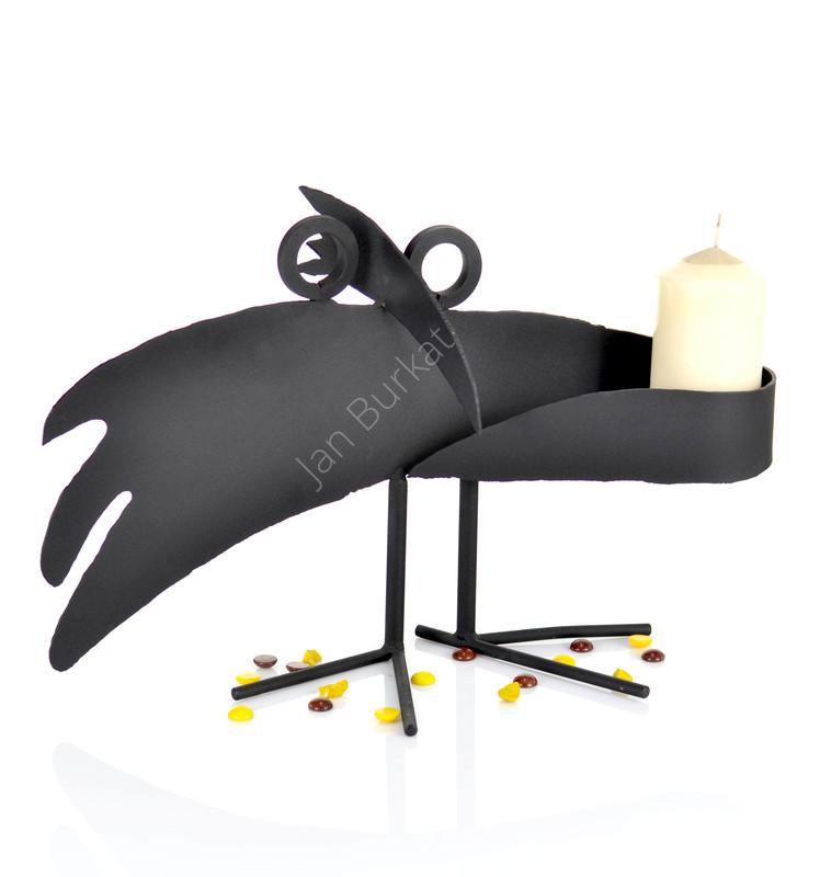 Metalowy czarny ptak 1689